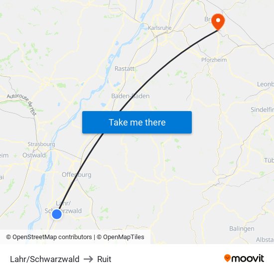 Lahr/Schwarzwald to Ruit map