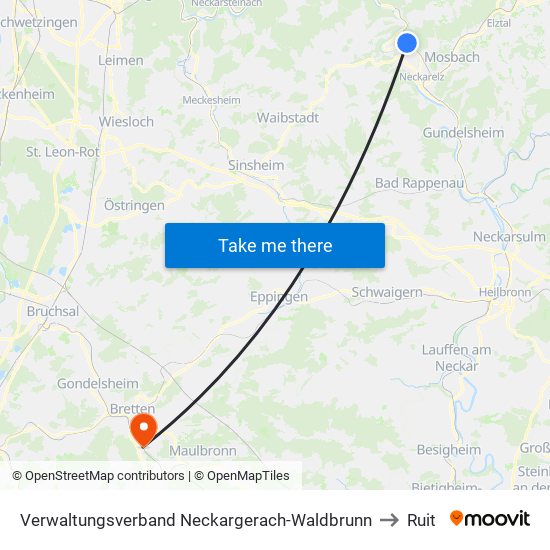 Verwaltungsverband Neckargerach-Waldbrunn to Ruit map