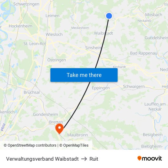 Verwaltungsverband Waibstadt to Ruit map