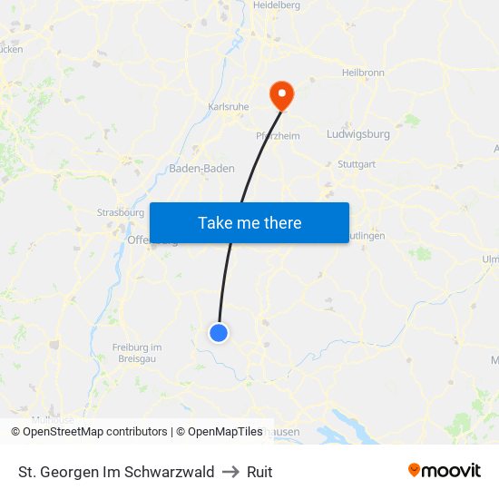 St. Georgen Im Schwarzwald to Ruit map