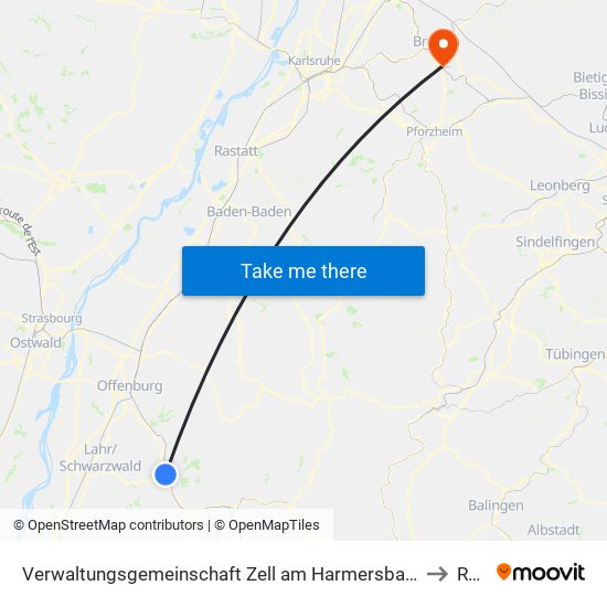 Verwaltungsgemeinschaft Zell am Harmersbach to Ruit map