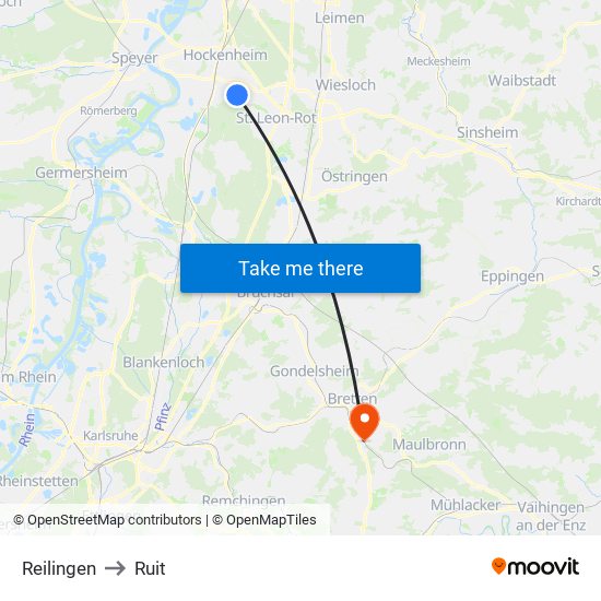 Reilingen to Ruit map