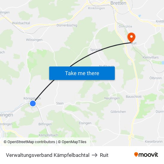 Verwaltungsverband Kämpfelbachtal to Ruit map