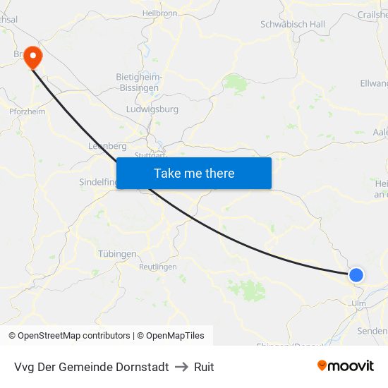 Vvg Der Gemeinde Dornstadt to Ruit map