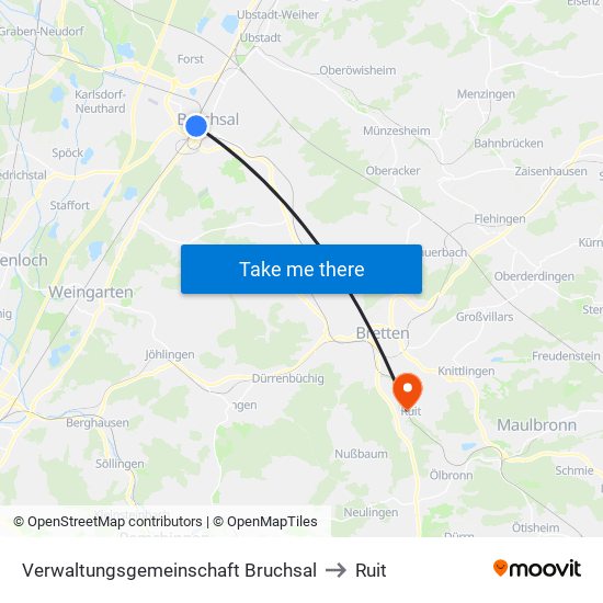 Verwaltungsgemeinschaft Bruchsal to Ruit map