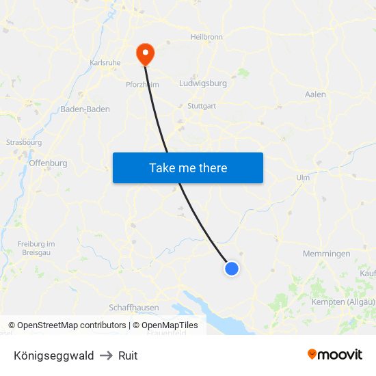 Königseggwald to Ruit map