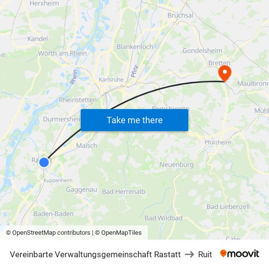 Vereinbarte Verwaltungsgemeinschaft Rastatt to Ruit map