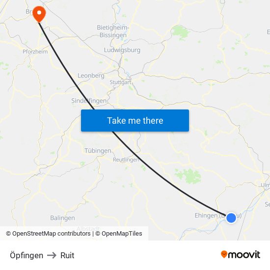 Öpfingen to Ruit map