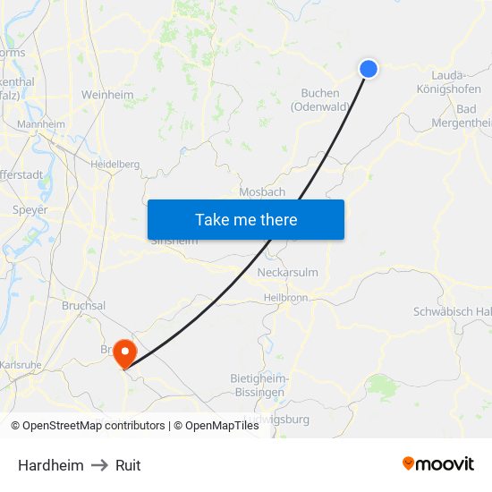 Hardheim to Ruit map