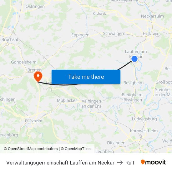 Verwaltungsgemeinschaft Lauffen am Neckar to Ruit map