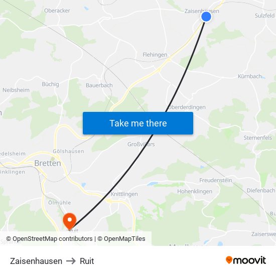 Zaisenhausen to Ruit map