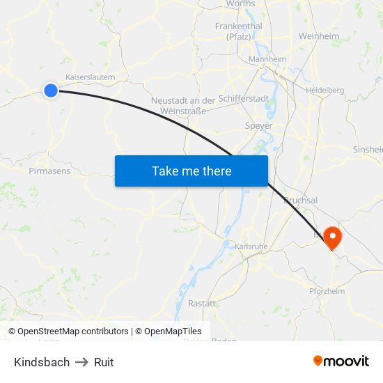 Kindsbach to Ruit map