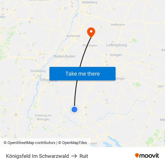 Königsfeld Im Schwarzwald to Ruit map