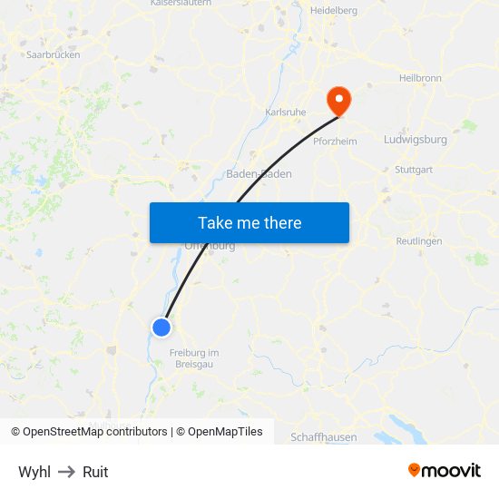 Wyhl to Ruit map