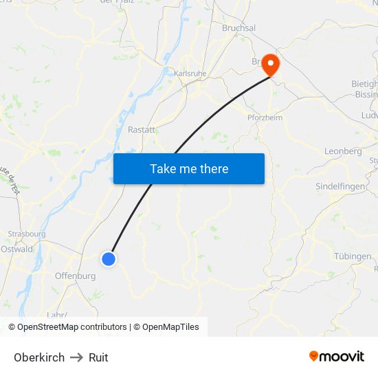 Oberkirch to Ruit map