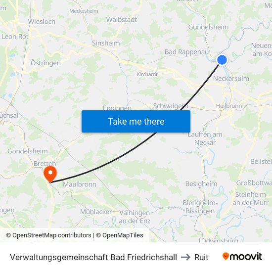 Verwaltungsgemeinschaft Bad Friedrichshall to Ruit map
