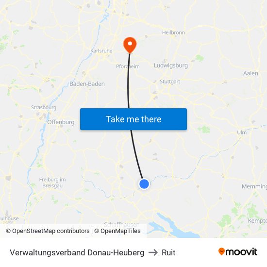 Verwaltungsverband Donau-Heuberg to Ruit map