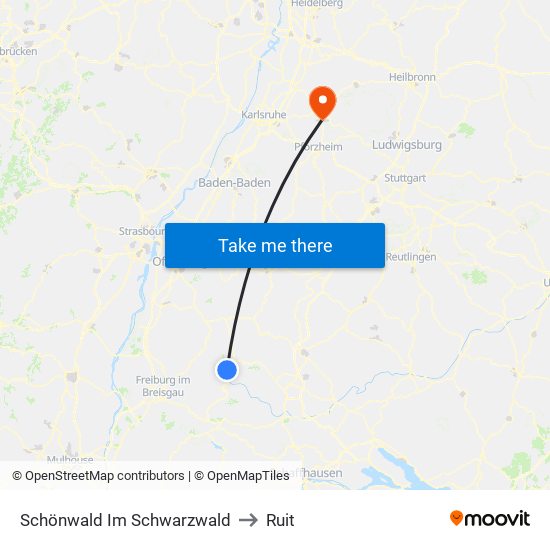 Schönwald Im Schwarzwald to Ruit map