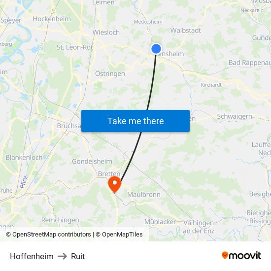 Hoffenheim to Ruit map