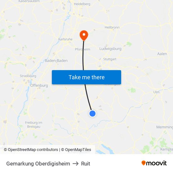 Gemarkung Oberdigisheim to Ruit map