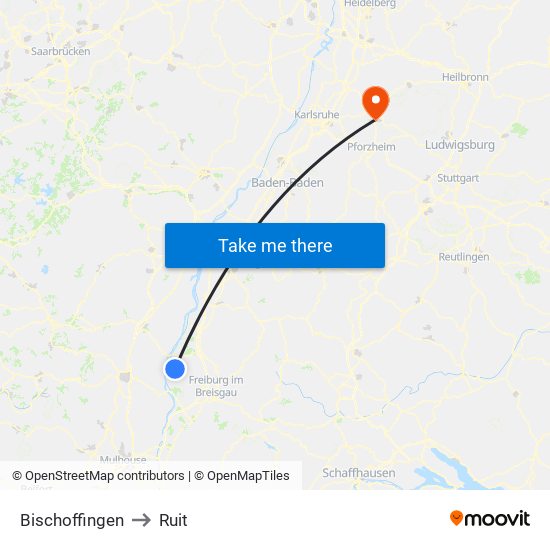 Bischoffingen to Ruit map