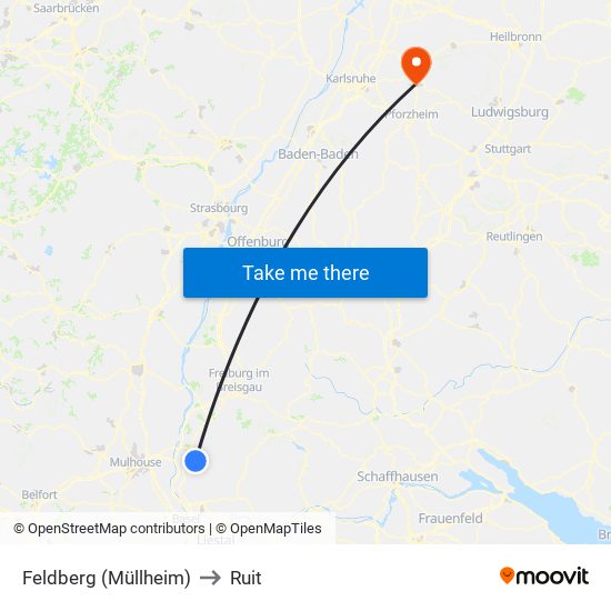 Feldberg (Müllheim) to Ruit map