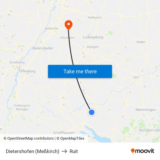 Dietershofen (Meßkirch) to Ruit map