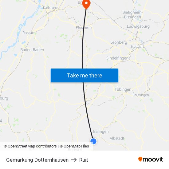 Gemarkung Dotternhausen to Ruit map