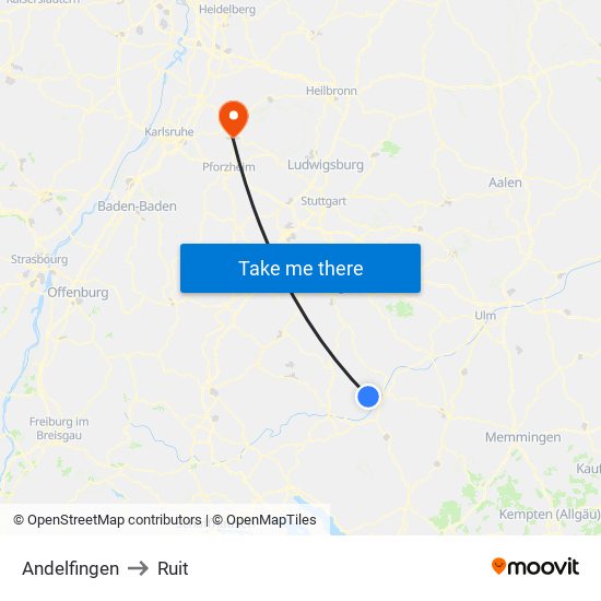 Andelfingen to Ruit map