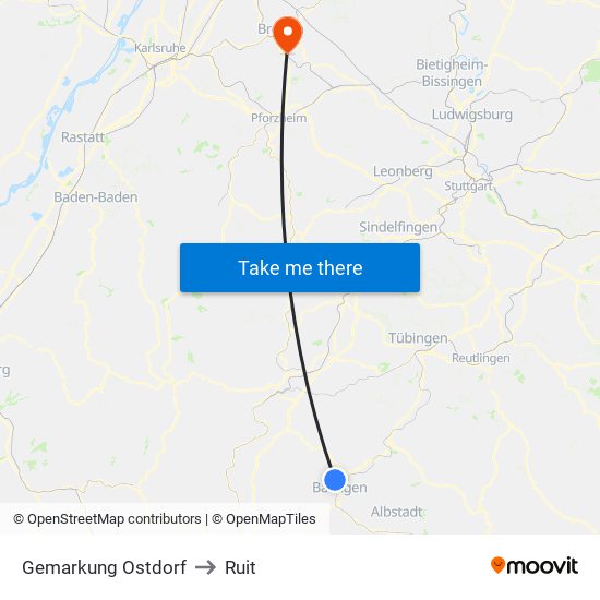 Gemarkung Ostdorf to Ruit map