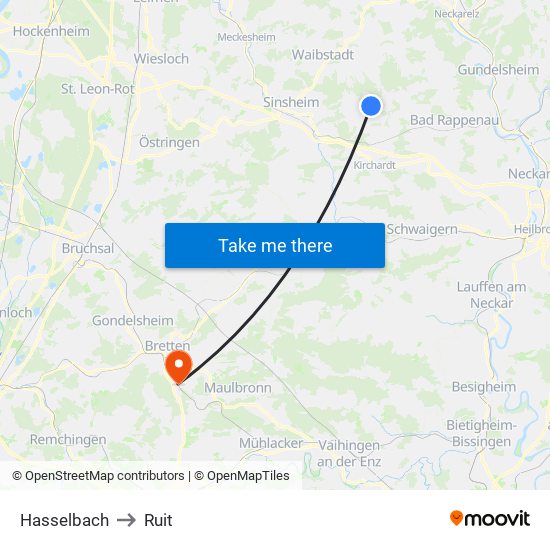 Hasselbach to Ruit map