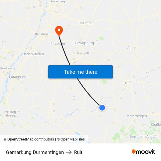 Gemarkung Dürmentingen to Ruit map