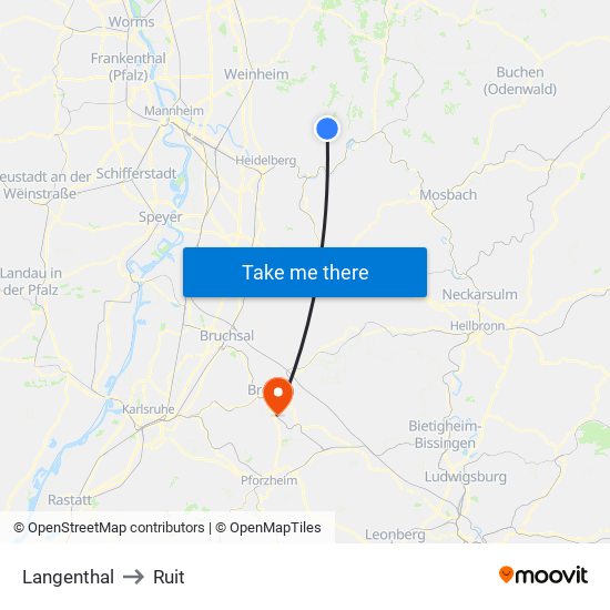 Langenthal to Ruit map