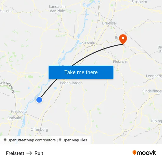 Freistett to Ruit map