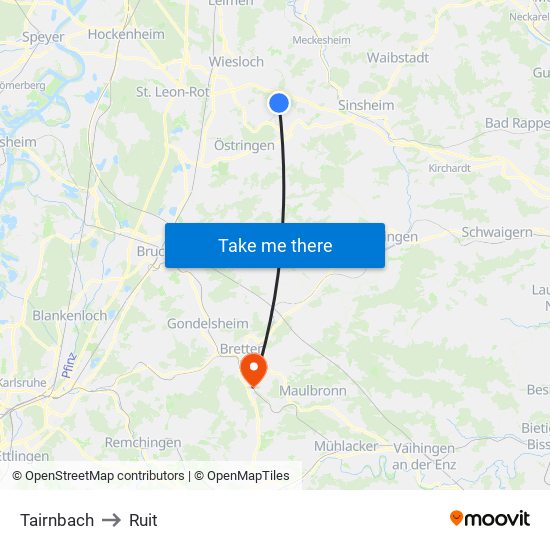 Tairnbach to Ruit map