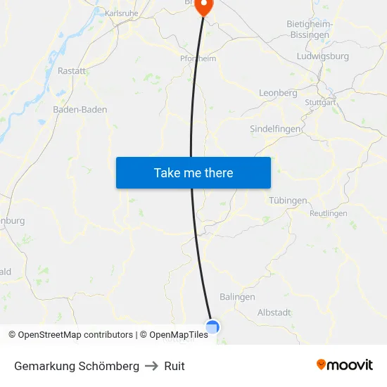 Gemarkung Schömberg to Ruit map