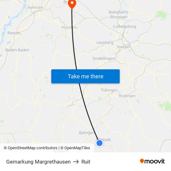 Gemarkung Margrethausen to Ruit map