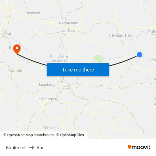 Bühlerzell to Ruit map