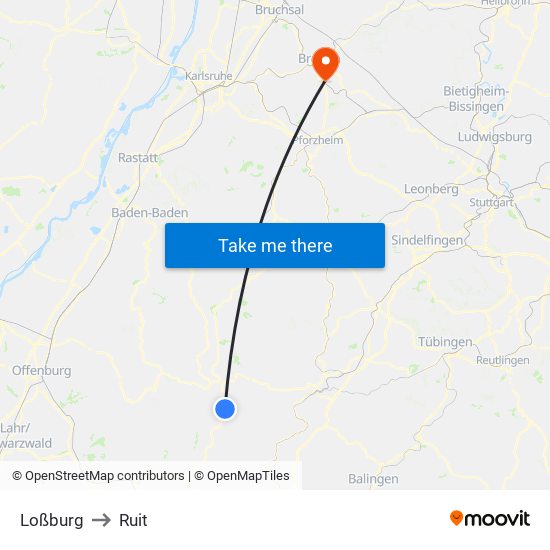 Loßburg to Ruit map