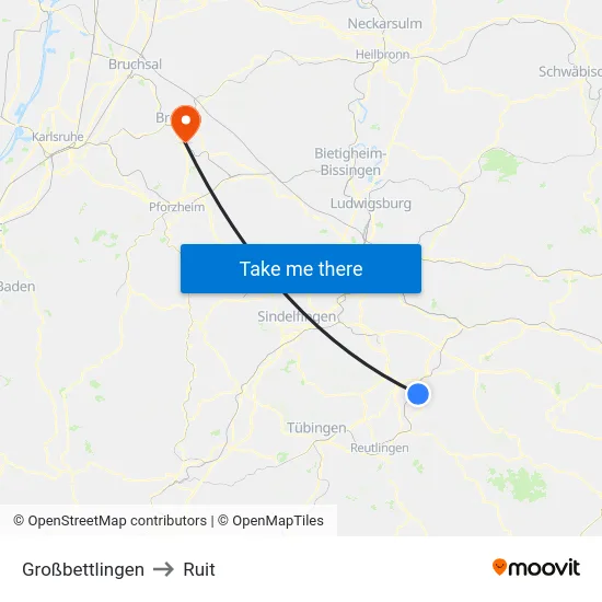 Großbettlingen to Ruit map