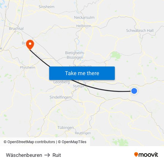 Wäschenbeuren to Ruit map