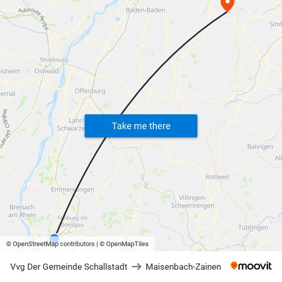 Vvg Der Gemeinde Schallstadt to Maisenbach-Zainen map