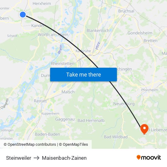 Steinweiler to Maisenbach-Zainen map