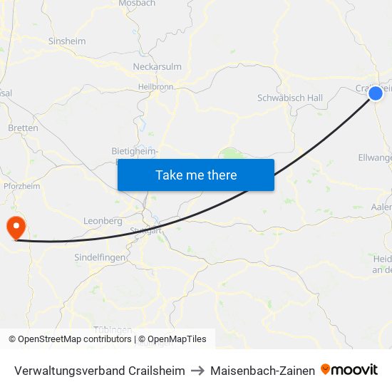 Verwaltungsverband Crailsheim to Maisenbach-Zainen map