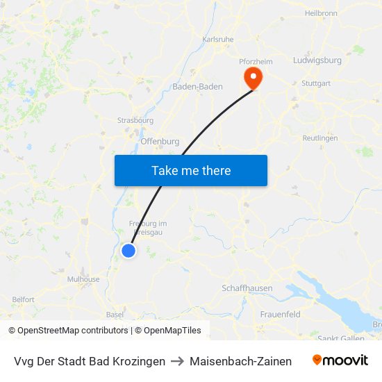 Vvg Der Stadt Bad Krozingen to Maisenbach-Zainen map