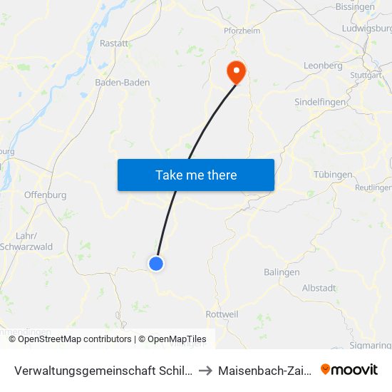 Verwaltungsgemeinschaft Schiltach to Maisenbach-Zainen map