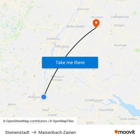 Steinenstadt to Maisenbach-Zainen map