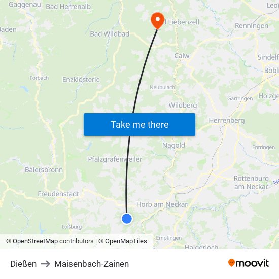 Dießen to Maisenbach-Zainen map