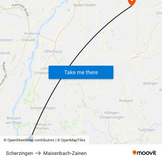 Scherzingen to Maisenbach-Zainen map