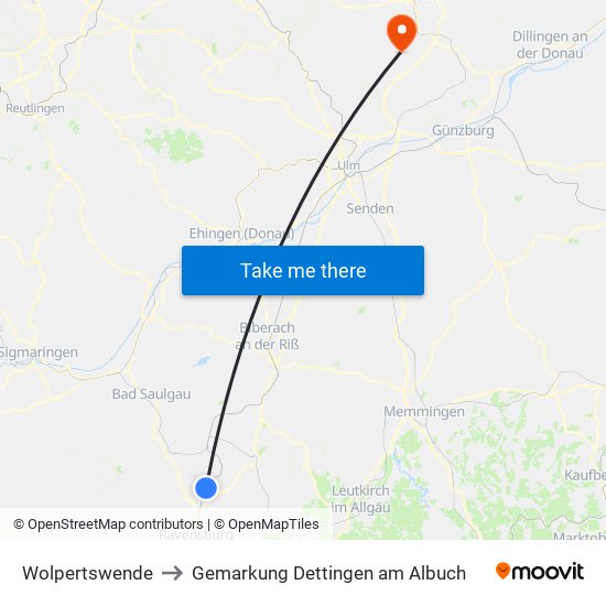 Wolpertswende to Gemarkung Dettingen am Albuch map